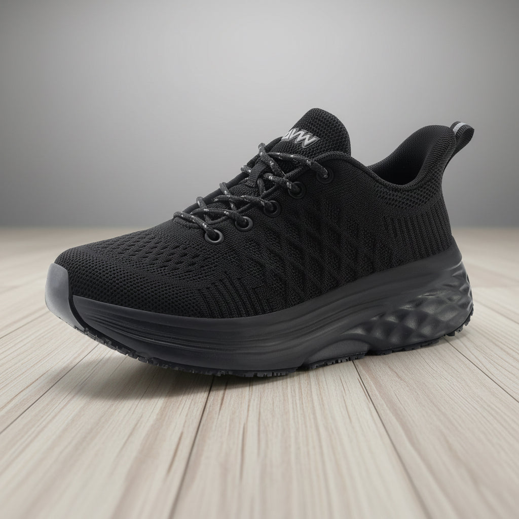 AVW Zapatos de Trabajo Antideslizantes para Mujer, Zapatillas Sin Cordones, Resistentes al Agua, Zapatos para Caminar, Zapatos de Cocina y Servicio de Alimentos, Zapatos Antideslizantes para Mujer Negros