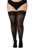 DancMolly Plus Size Thigh High Stockings Semi Sheer Lace Top Stay Up Pantyhose for Women