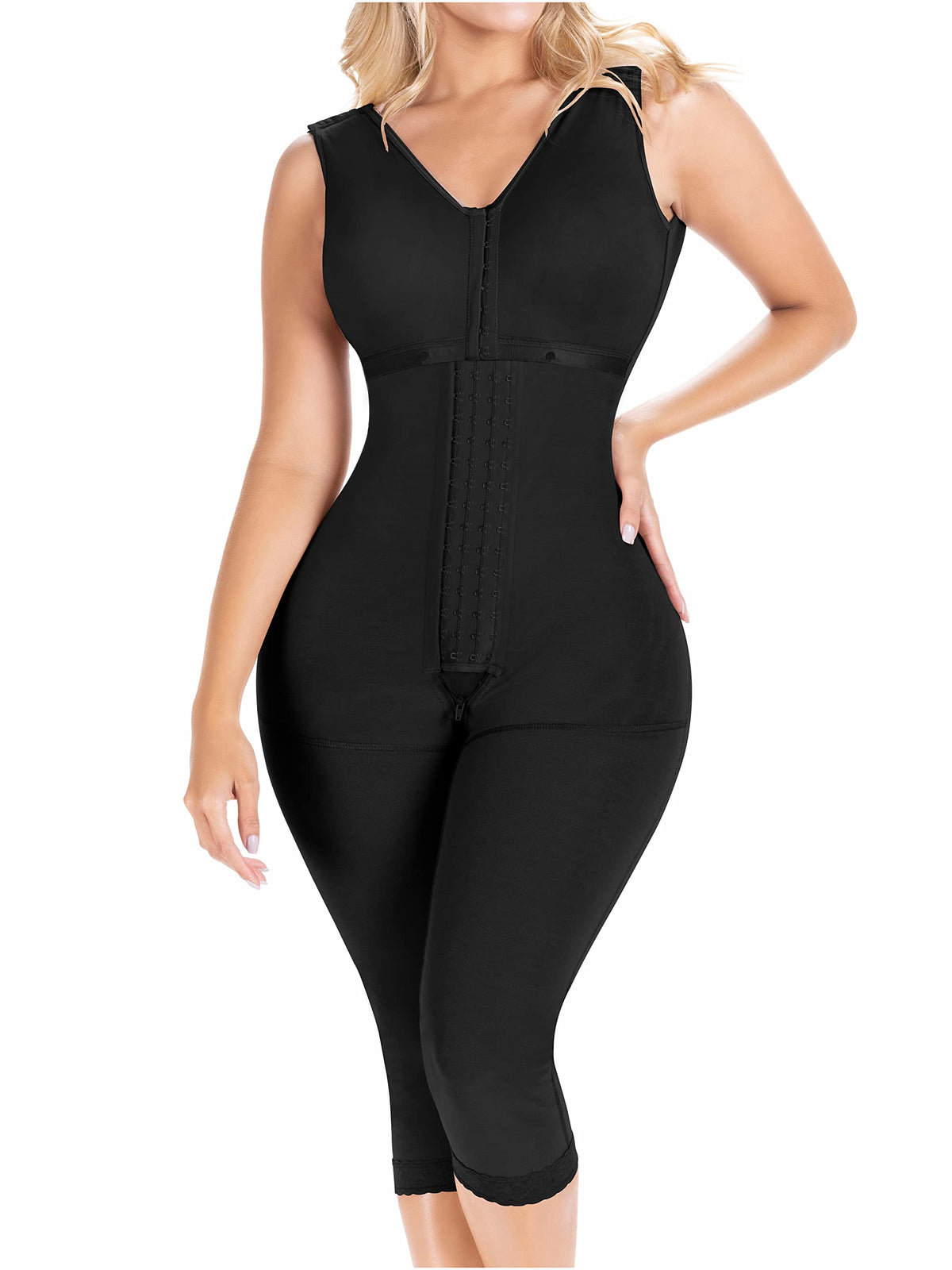 Sonryse 054BF Faja Reductora y Moldeadora de Cuerpo Completo para Mujer, Post-Liposucción, Compresión, Fajas Colombianas para Mujer Negro 3X-Grande