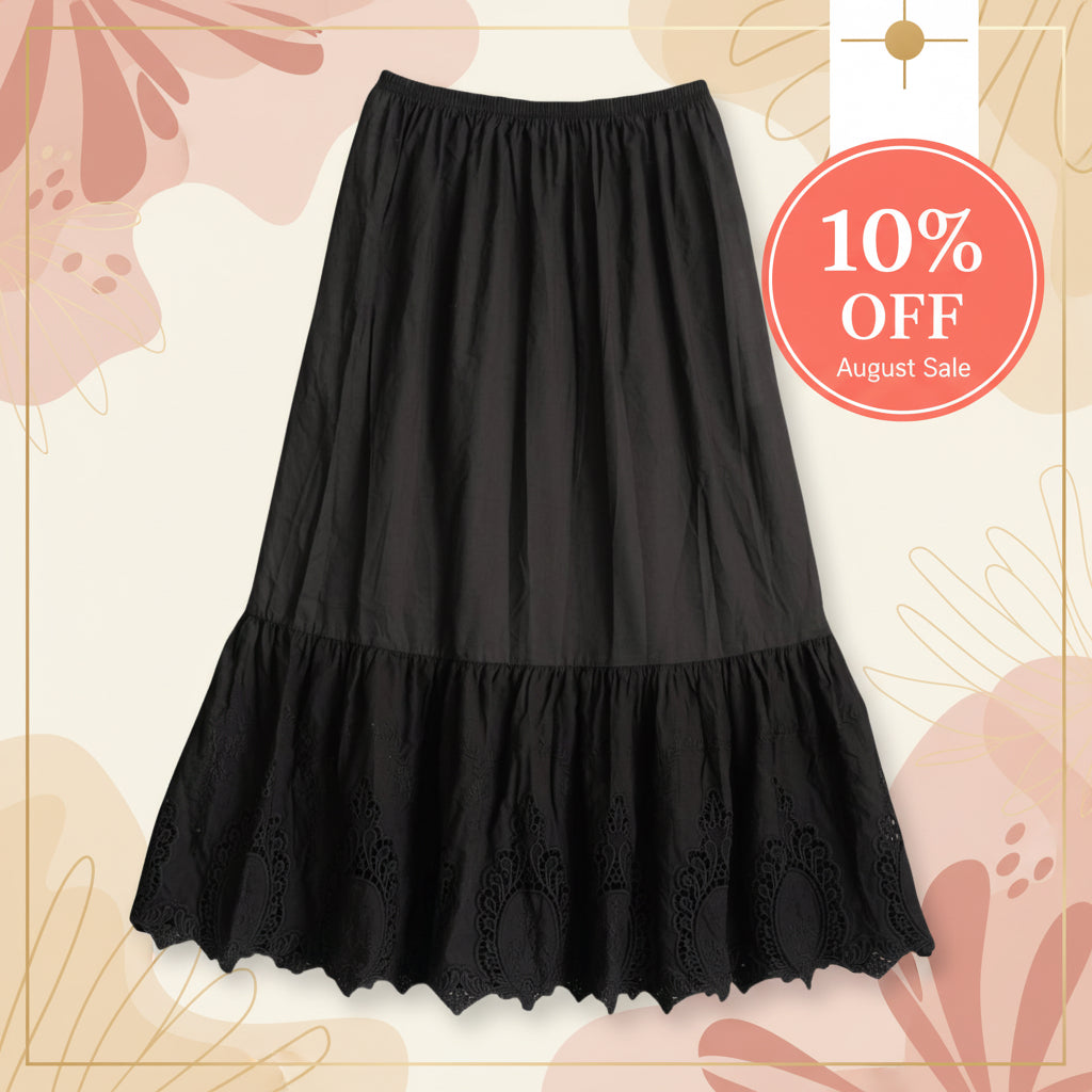 FGBFM extensor de falda vestido para mujeres enaguas bajo vestidos de encaje algodón extensores enaguas de mujer para faldas (US Alpha XX-Large Regular Regular QZOO5 negro)